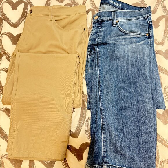$574 Authentic 7 FOR ALL MANKIND & LULULEMON Men's Jeans & Trousers Sz.36 - Picture 1 of 12